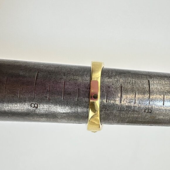 Gold Plated Red & White Gemstone Prong Set Fashion Statement Ring Size 7 - Picture 8 of 11